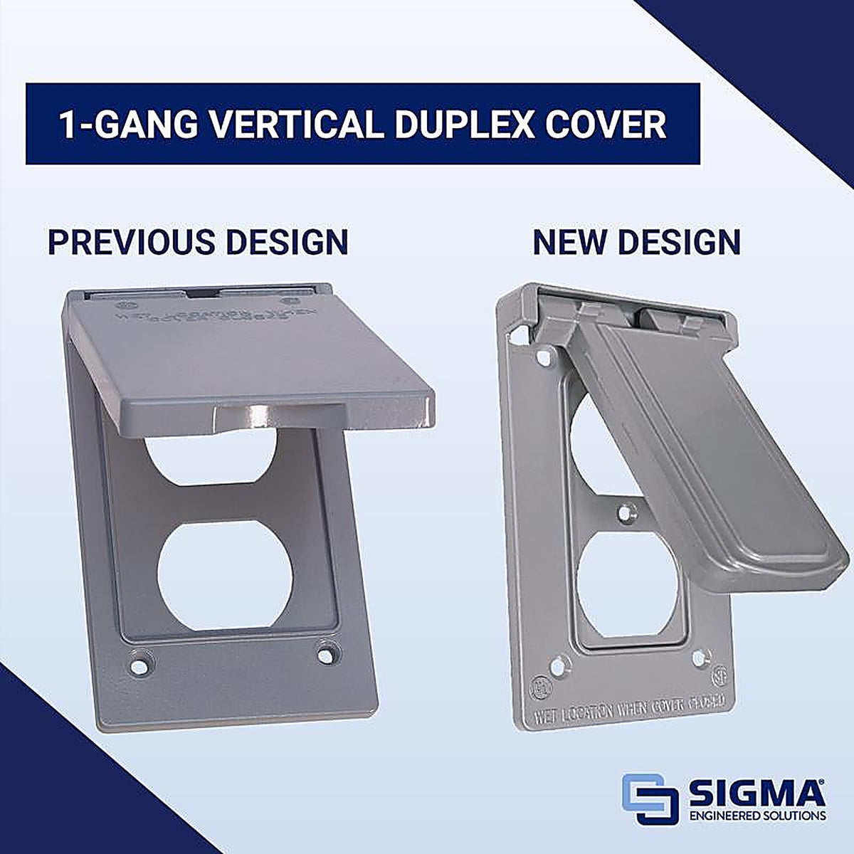 Sigma Electric 14246 Rectangle Metal 1 gang Vertical Duplex Cover For Wet Locations