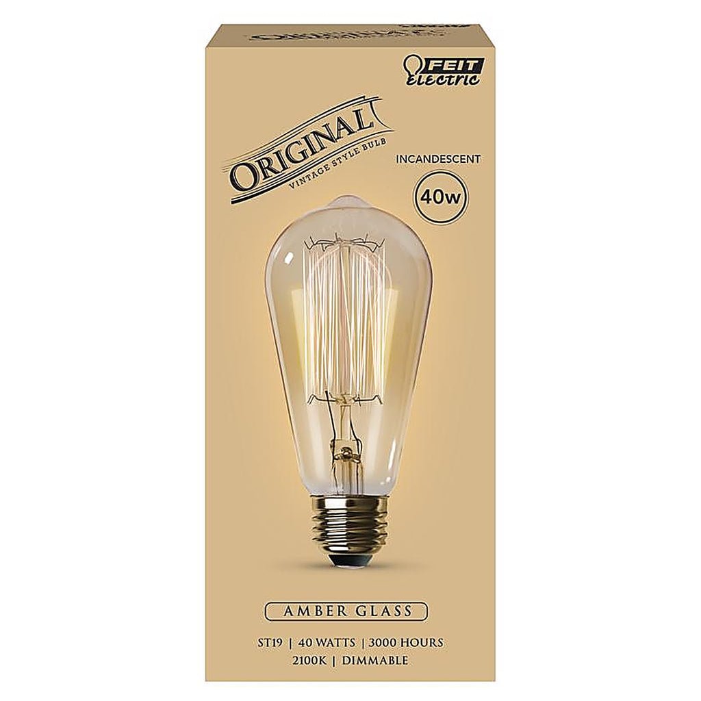 Feit - 40ST19 - the Original 40 W St19 Vintage Incandescent Bulb E26 (Medium) Soft White 1 Pack