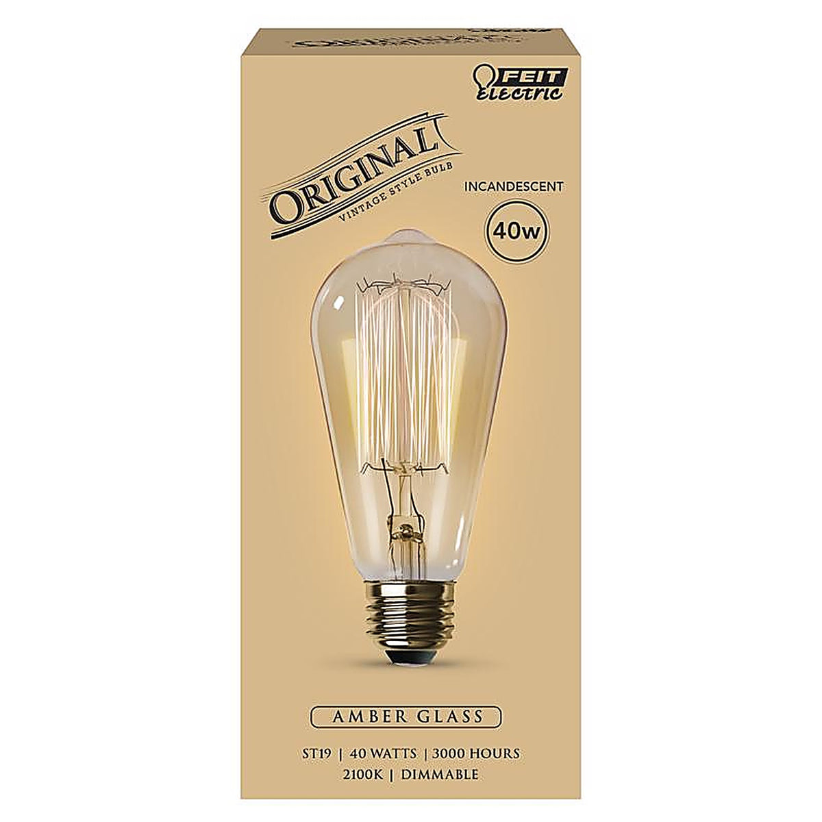 Feit - 40ST19 - the Original 40 W St19 Vintage Incandescent Bulb E26 (Medium) Soft White 1 Pack