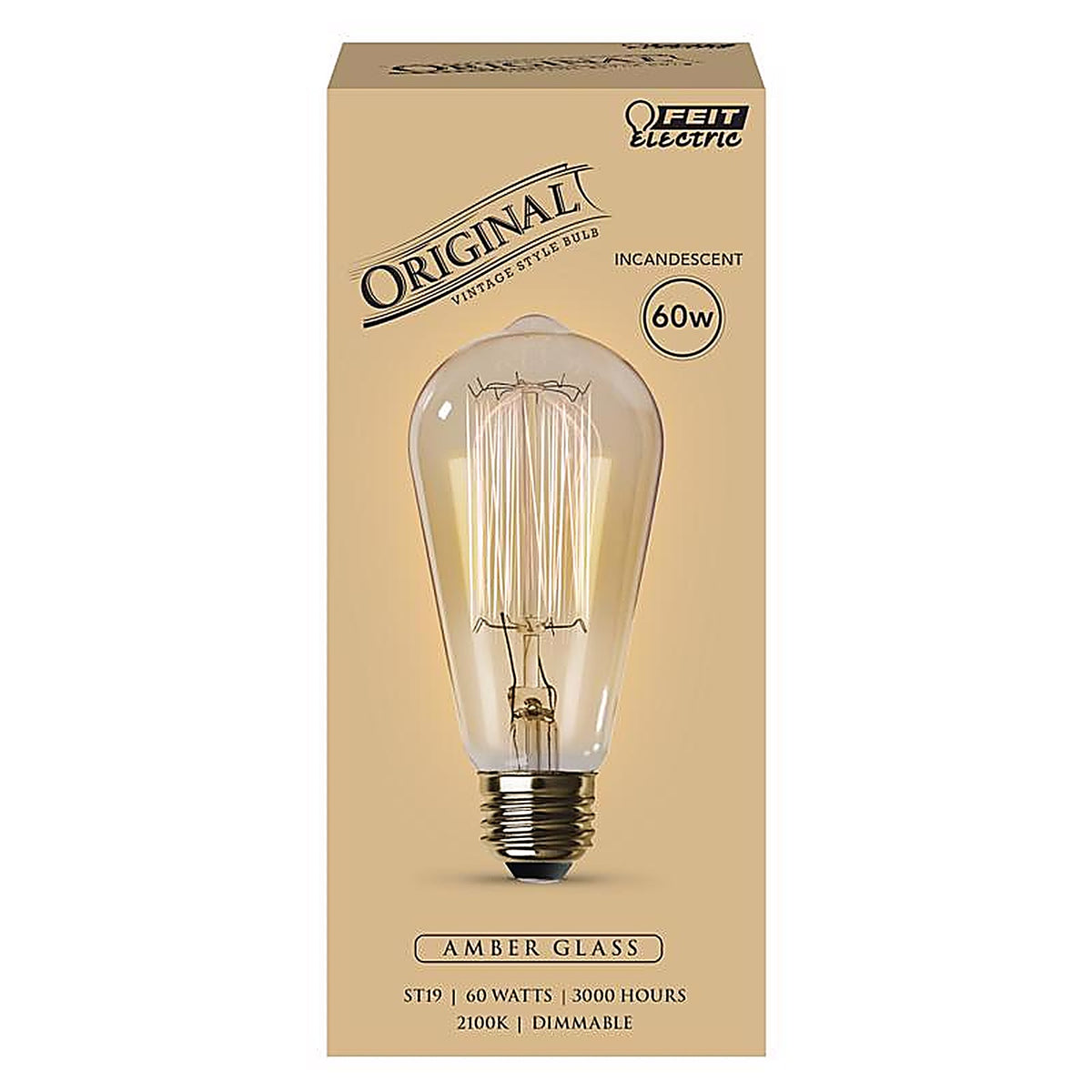 Feit - 60ST19 - the Original 60 W St19 Vintage Incandescent Bulb E26 (Medium) Soft White 1 Pack