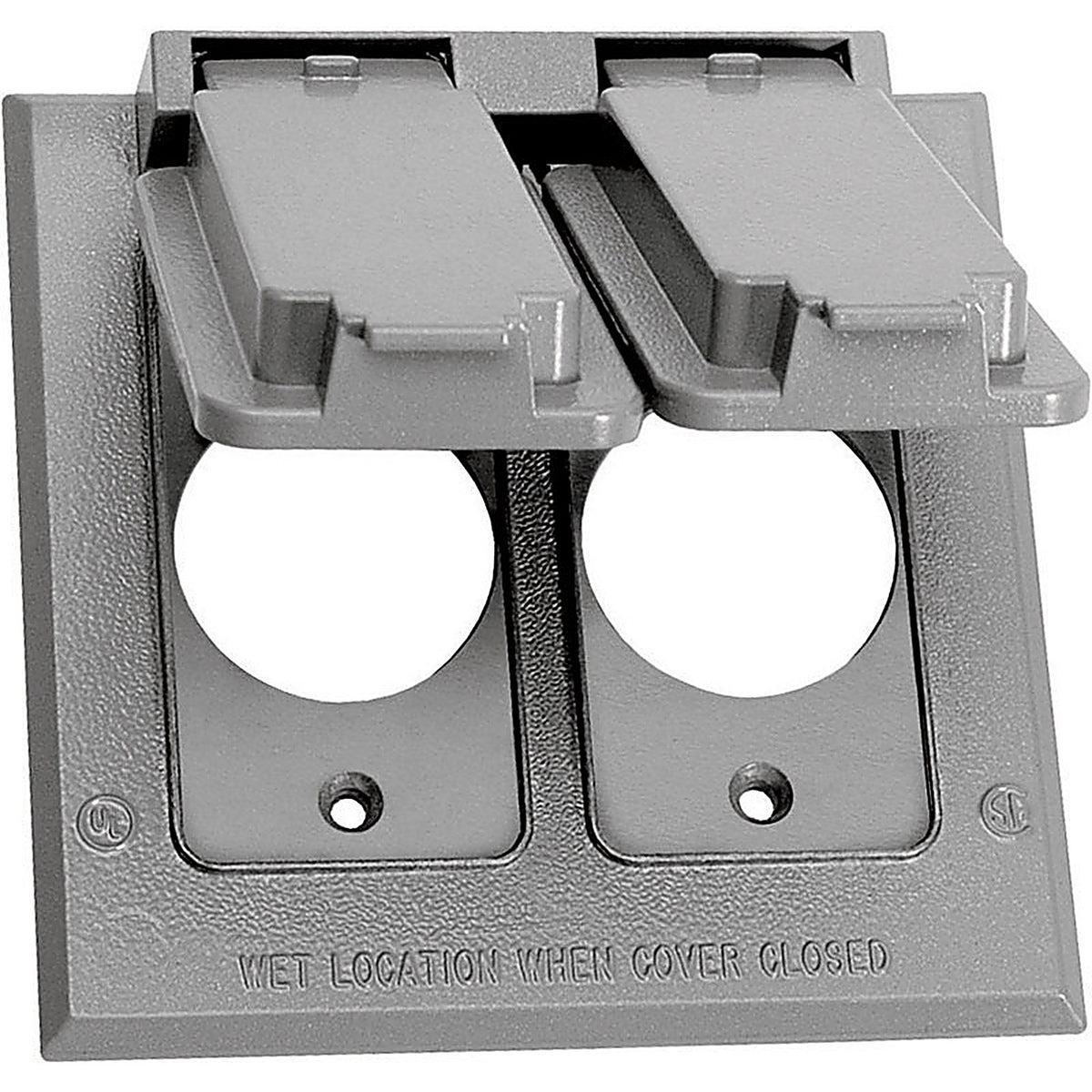 Sigma Electric 14324 Square Metal 2 gang 15/20 Amp Receptacle Cover For Wet Locations