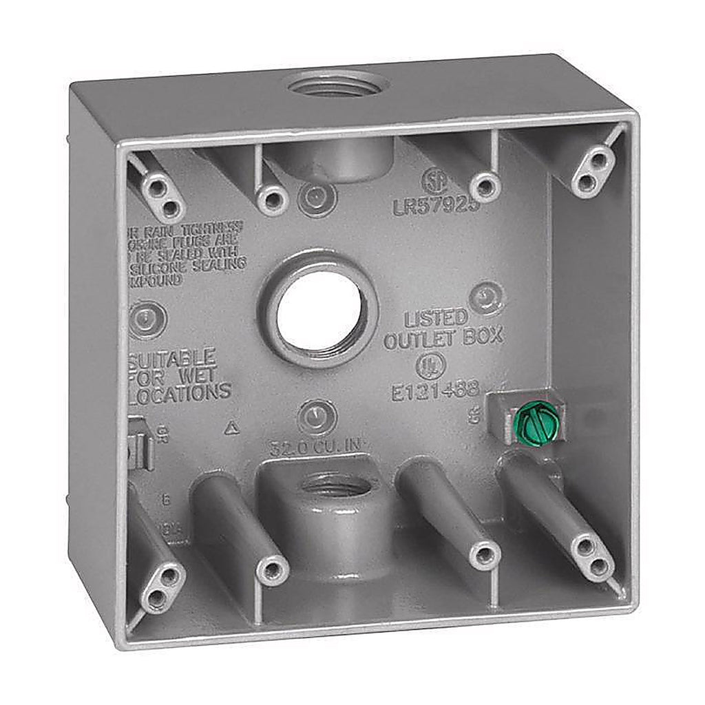 Sigma Electric 14352 4-1/2 in. Square Metallic 2 gang Weatherproof Box Gray