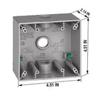 Sigma Electric 14352 4-1/2 in. Square Metallic 2 gang Weatherproof Box Gray