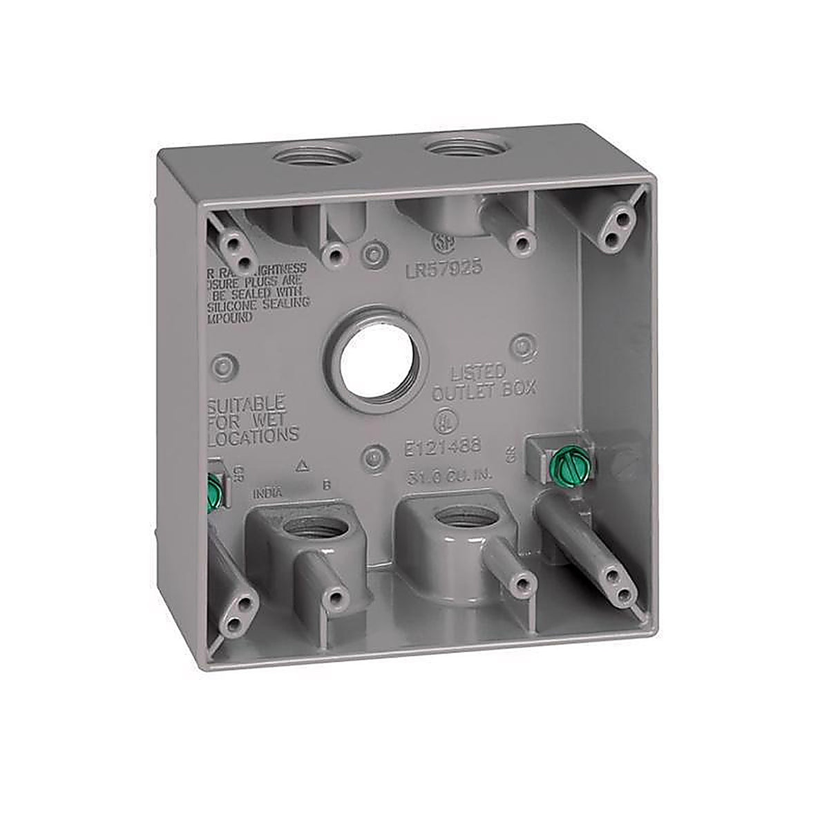Sigma Electric 14351-5 4-1/2 in. Square Metallic 2 gang Outlet Box Gray