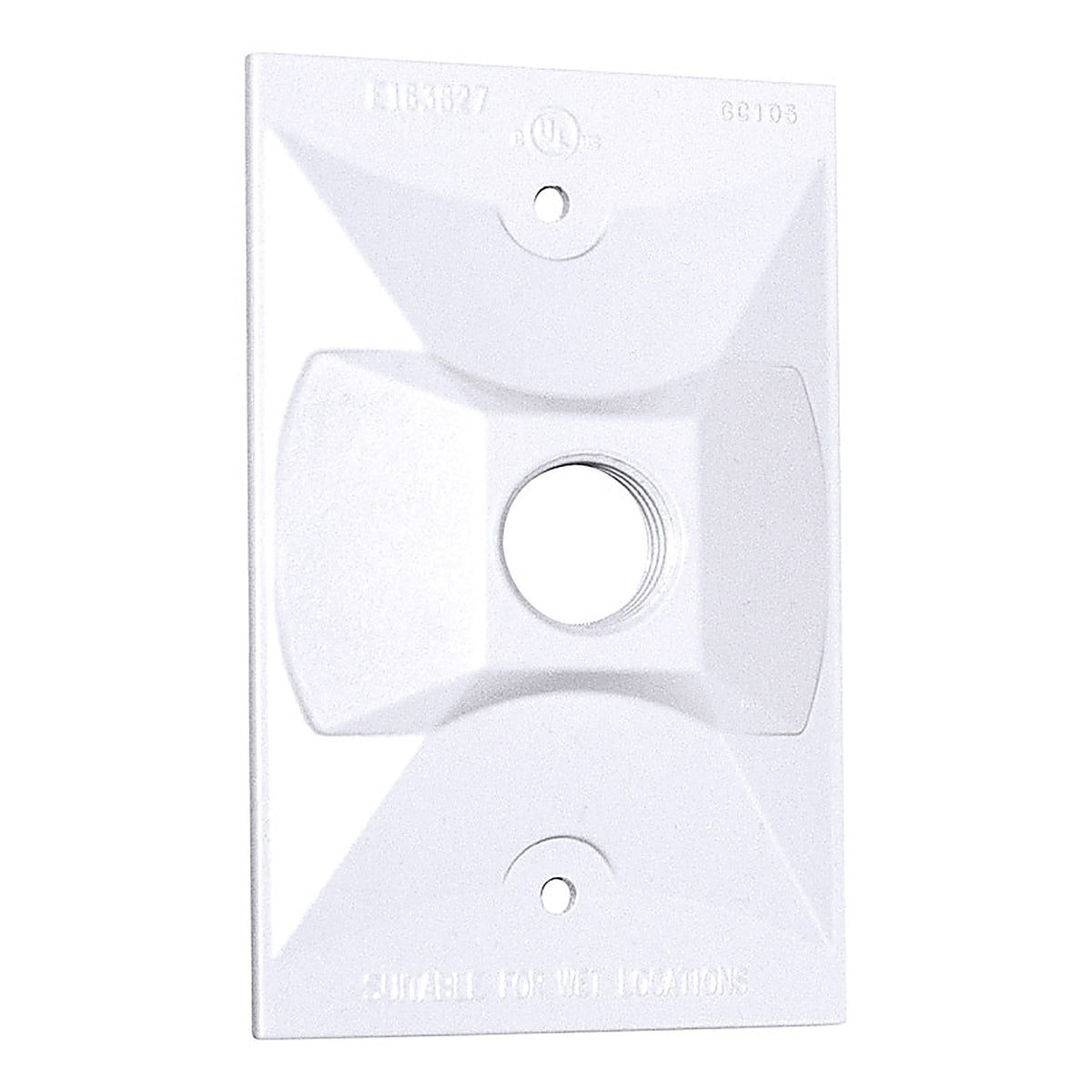 Sigma Electric 14371WH Rectangle Metal 1 gang Lampholder Cover For Wet Locations