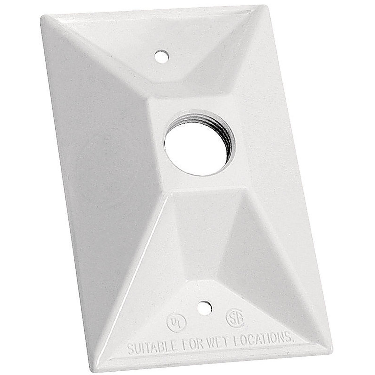 Sigma Electric 14371WH Rectangle Metal 1 gang Lampholder Cover For Wet Locations