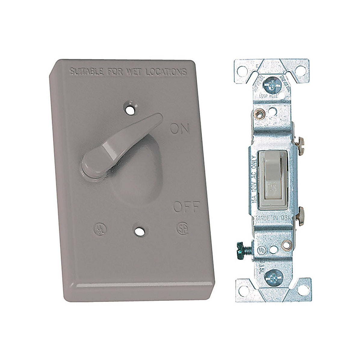 Sigma Electric 14218 Rectangle Metal 1 gang Toggle Switch and Cover For Wet Locations