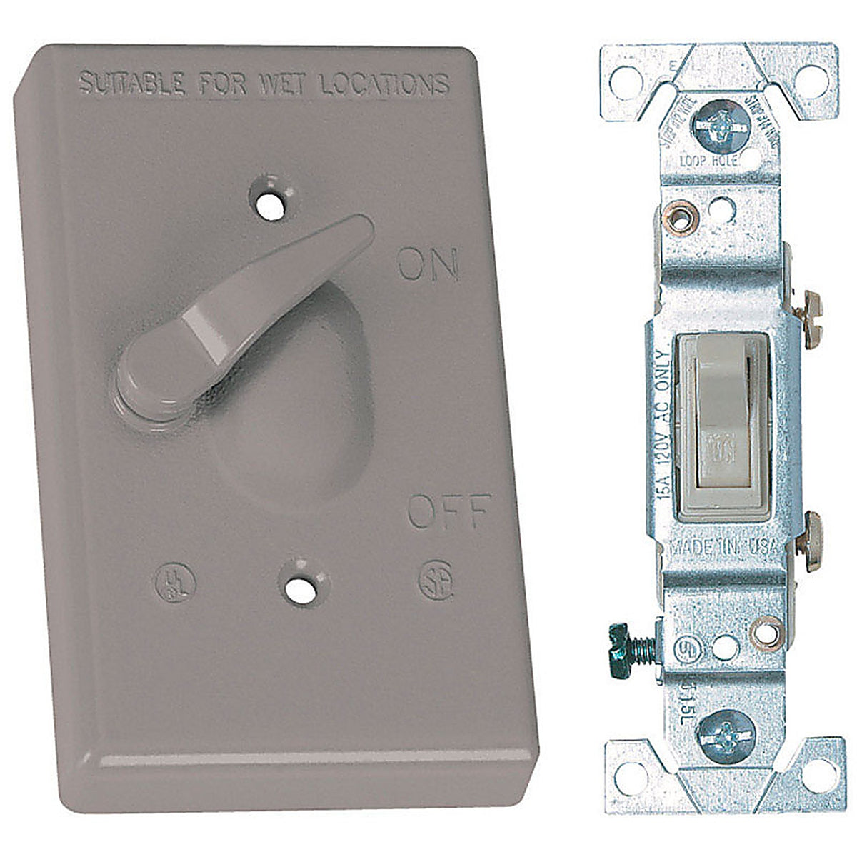 Sigma Electric 14218 Rectangle Metal 1 gang Toggle Switch and Cover For Wet Locations