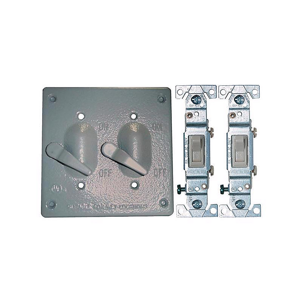 Sigma Electric 14219 Square Metal 2 gang Toggle Switch and Cover For Wet Locations