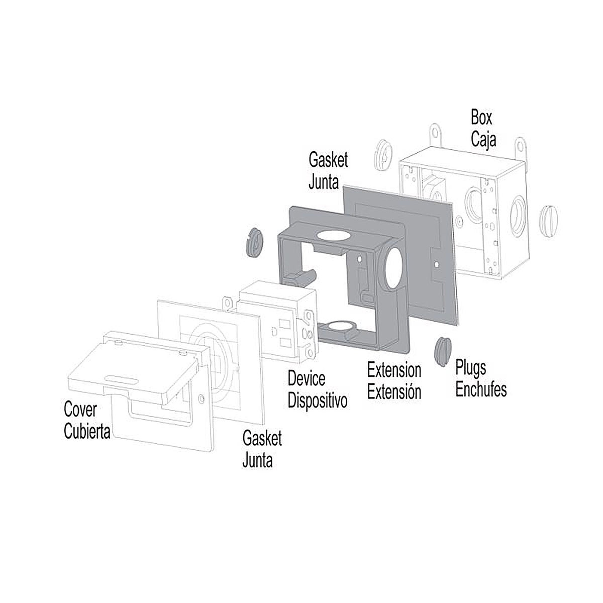 Sigma Electric 14234 4-5/8 in. Rectangle Metallic Extension Ring Gray