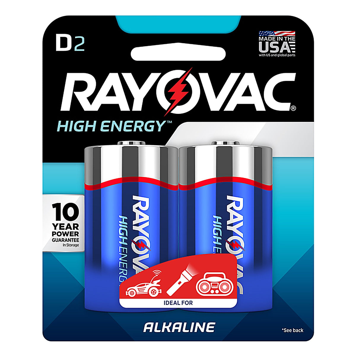 Rayovac - 813-2 GENK.01 - High Energy D Alkaline Batteries 2 pk Carded