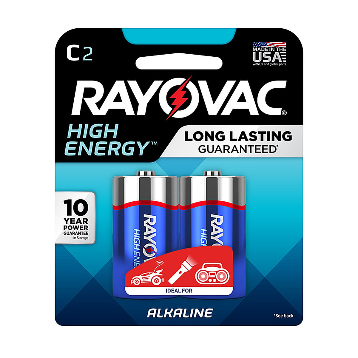 Rayovac - 814-2 GENK.01 - High Energy C Alkaline Batteries 2 pk Carded