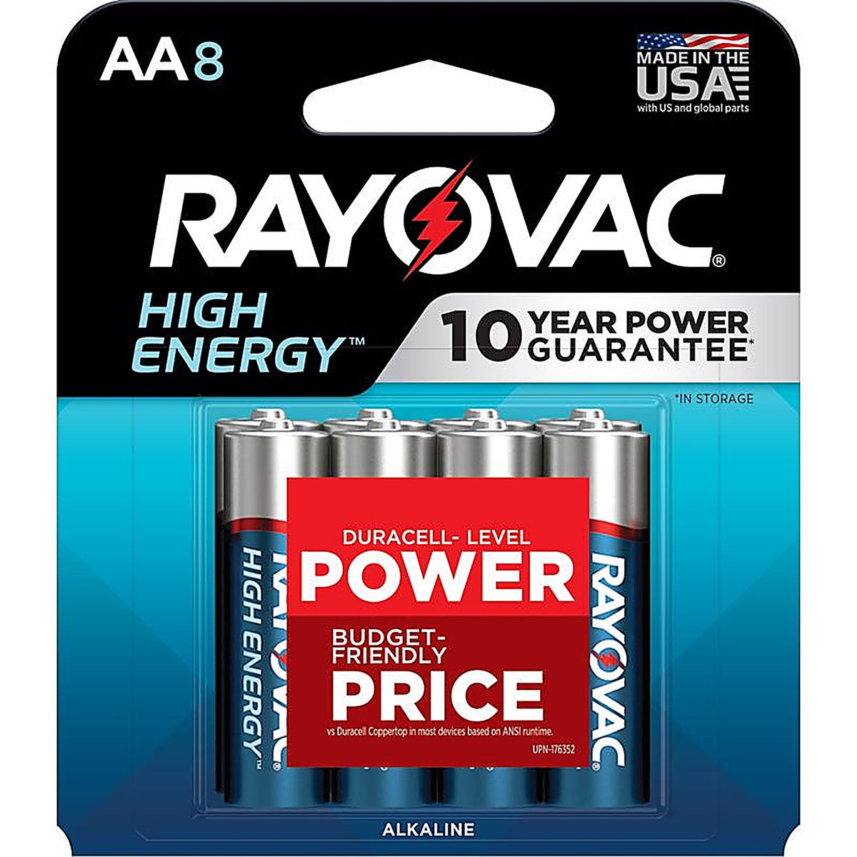 Rayovac 815-8K High Energy AA Alkaline Batteries 8 pk Carded