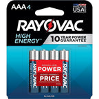 Rayovac 824-4K High Energy AAA Alkaline Batteries 4 pk Carded