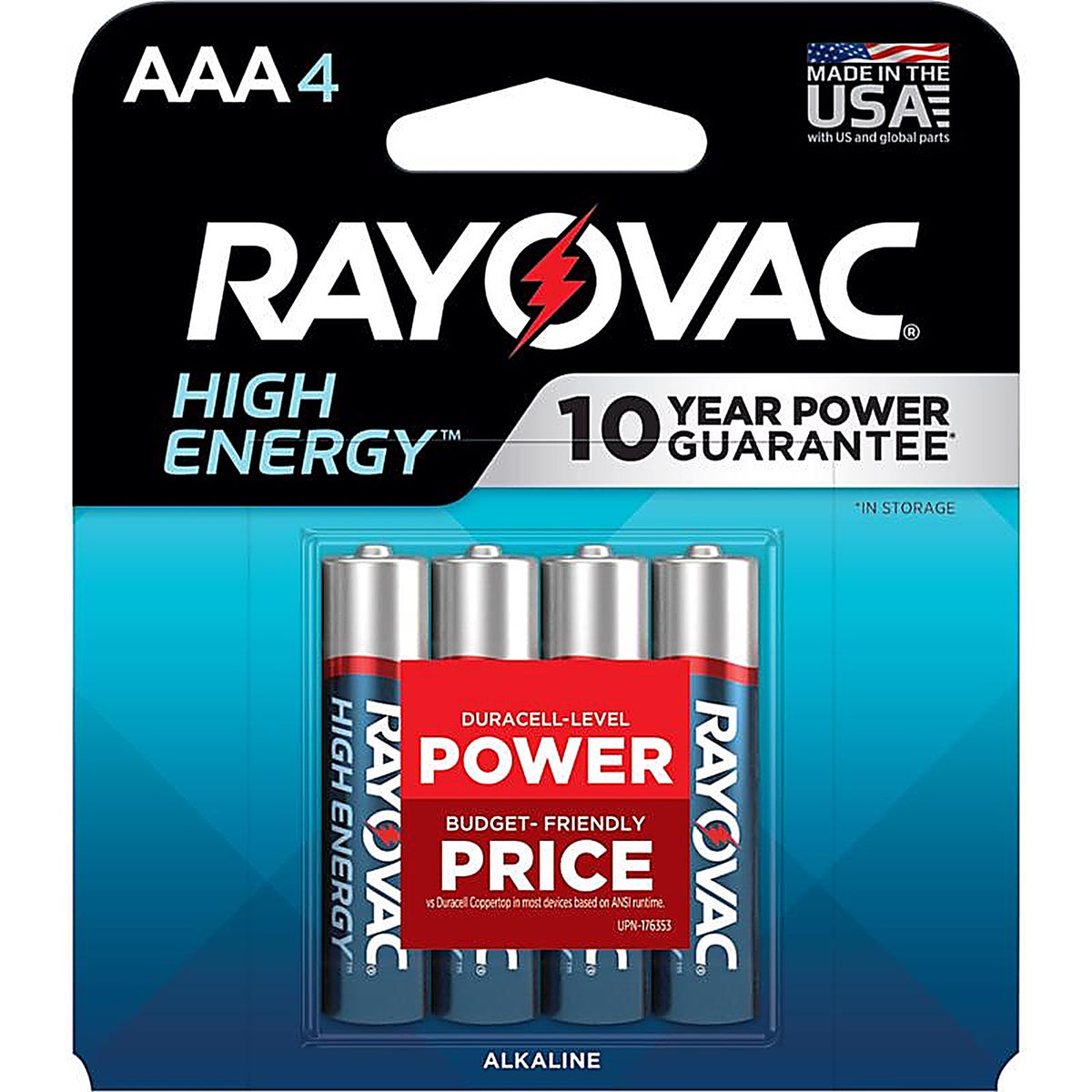 Rayovac 824-4K High Energy AAA Alkaline Batteries 4 pk Carded