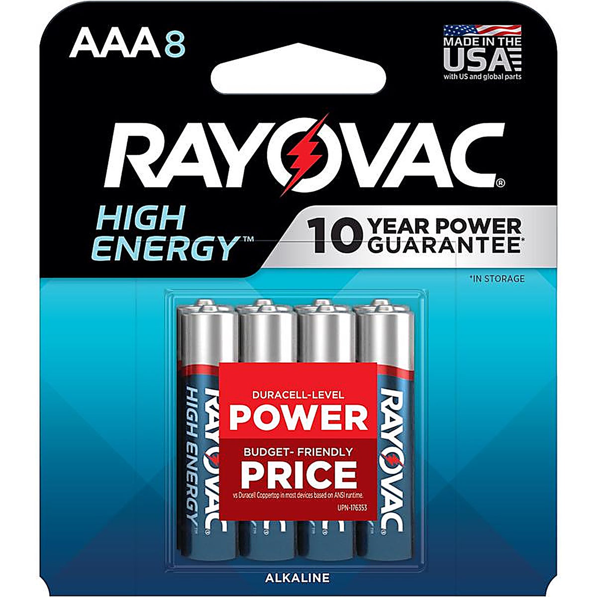 Rayovac 824-8T High Energy AAA Alkaline Batteries 8 pk Carded