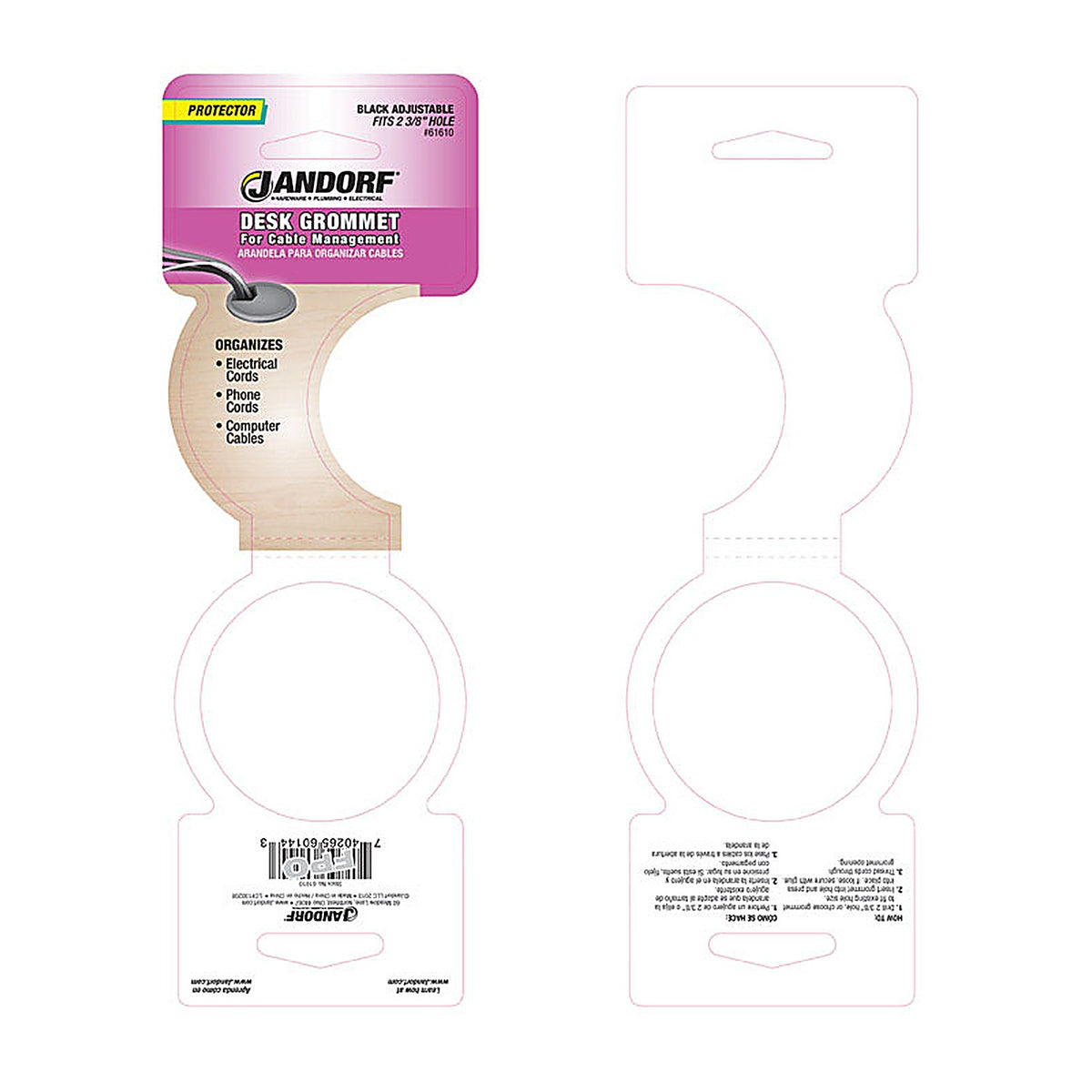 Jandorf 61610 2-3/8 in. Computer Grommet 1/Pack