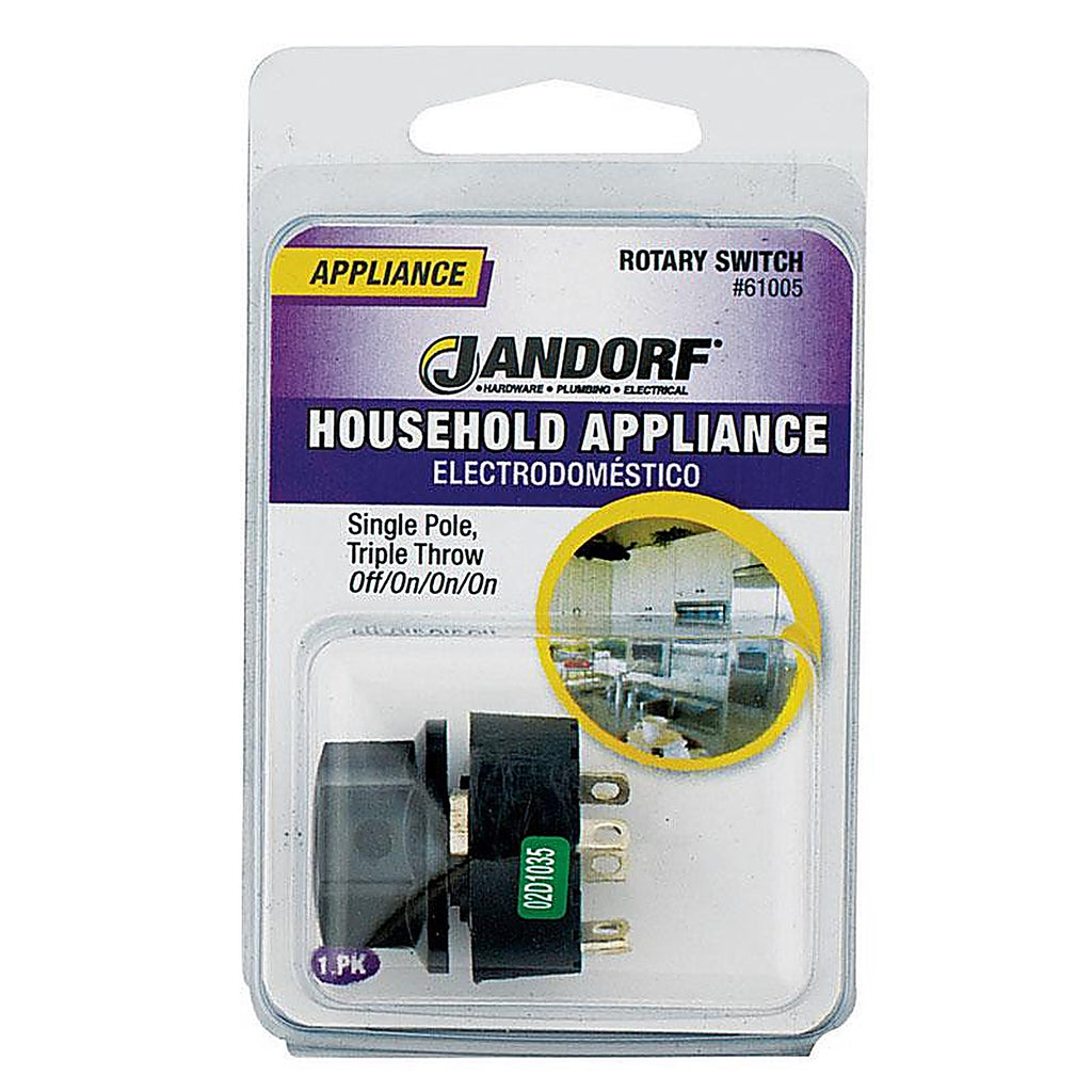 Jandorf - 61005 - 13 Amps Single Pole Rotary Appliance Switch Black 1 Pack