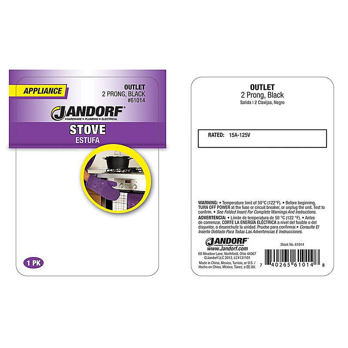 Jandorf 61014 15 amps 125 volt Black Outlet 1/Pack