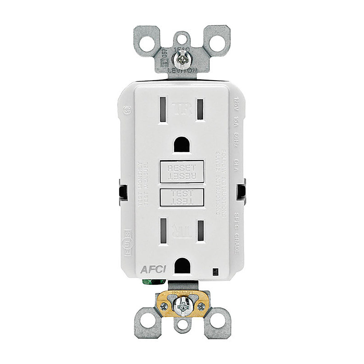 Leviton R02-AFTR1-0KW SmartlockPro 15 amps 125 volt Duplex White AFCI Outlet 5-15R 1/Pack