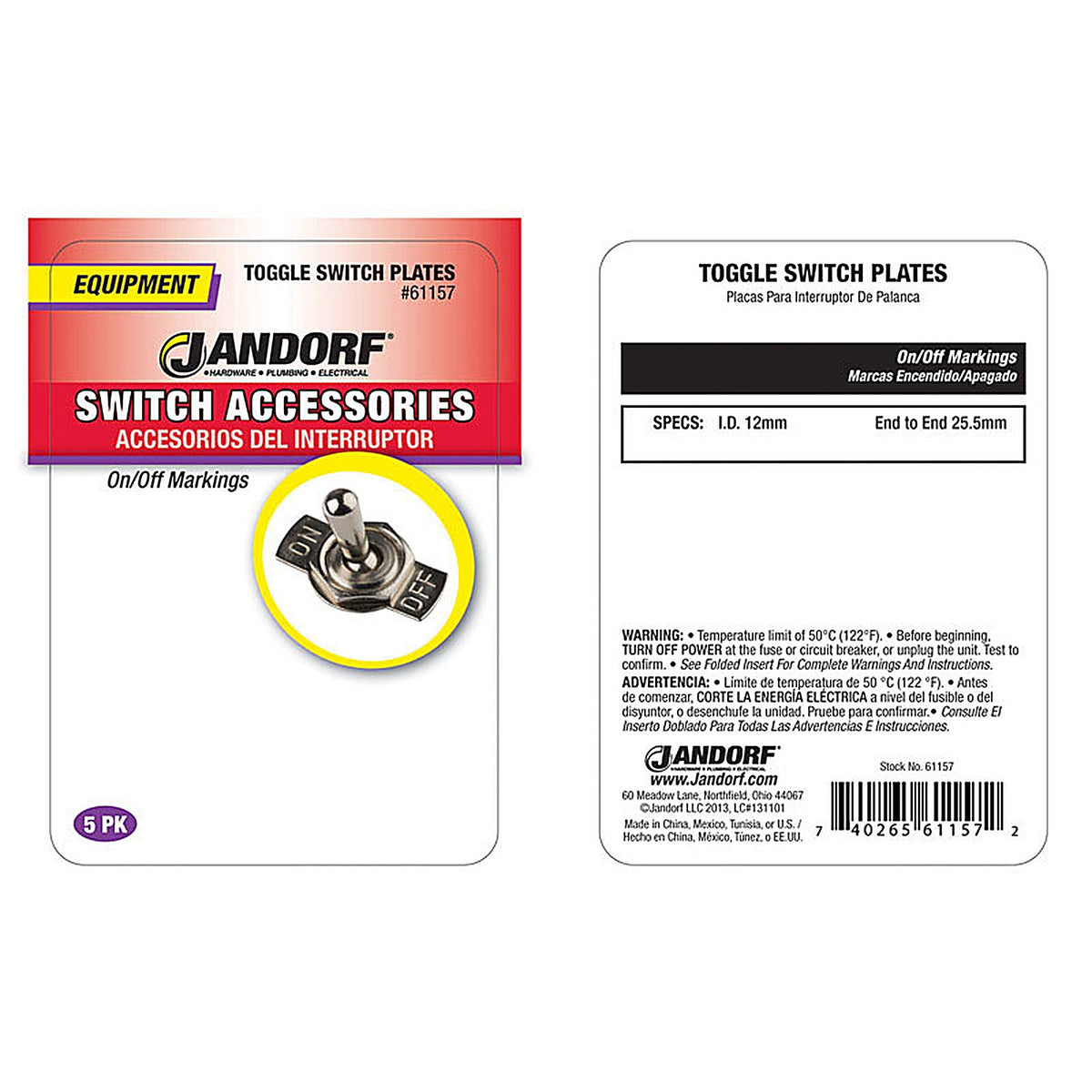 Jandorf - 61157 - Gray Aluminum Toggle Switch Plate 5 Pack