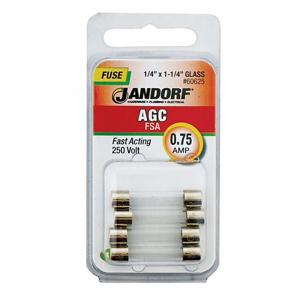 Jandorf 60625 AGC 0.75 amps Fast Acting Fuse 4/Pack