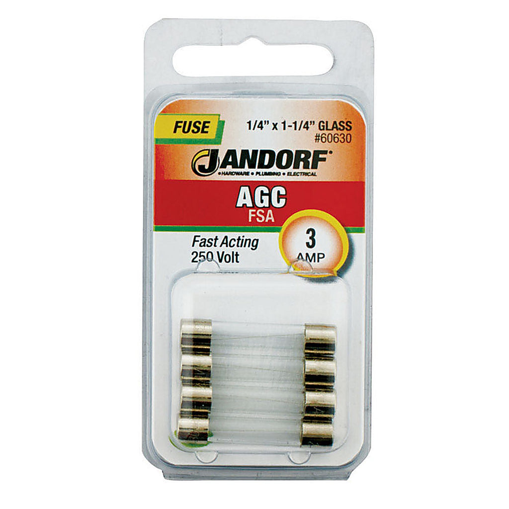 Jandorf 60630 AGC 3 amps Fast Acting Fuse 4/Pack