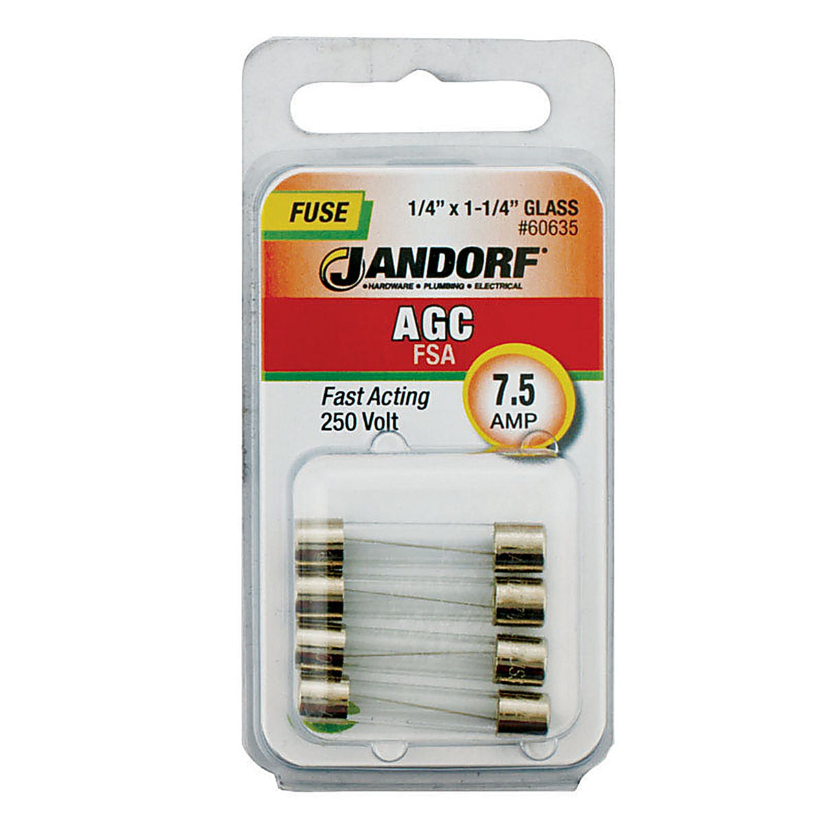 Jandorf - 60635 - Agc 7.5 Amps Fast Acting Fuse 4 Pack