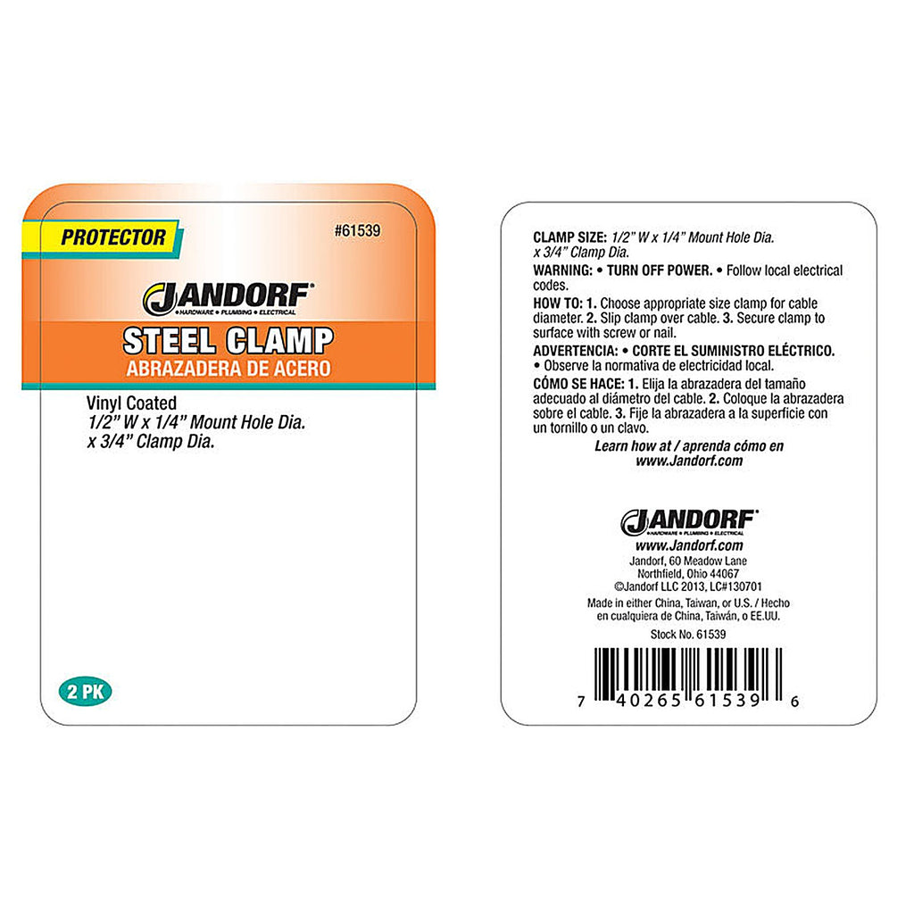 Jandorf 61539 3/4 in. Dia. Steel Clamp 2/Pack