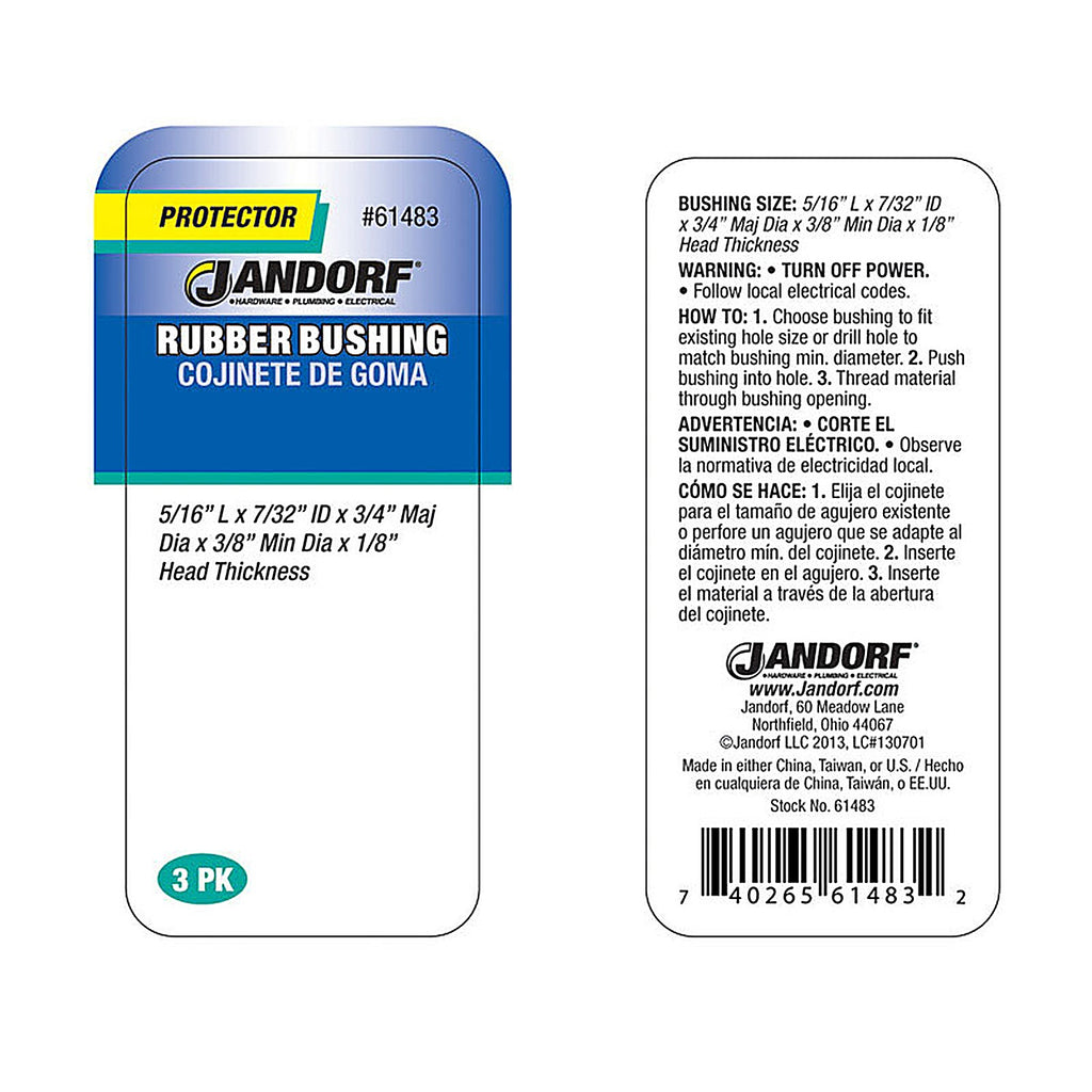Jandorf - 61483 - 3/8 In. Rubber Bushing 3 Pack
