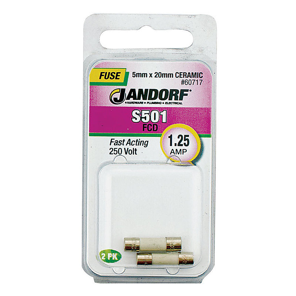 Jandorf 60717 S501 1.25 amps Fast Acting Fuse 2/Pack
