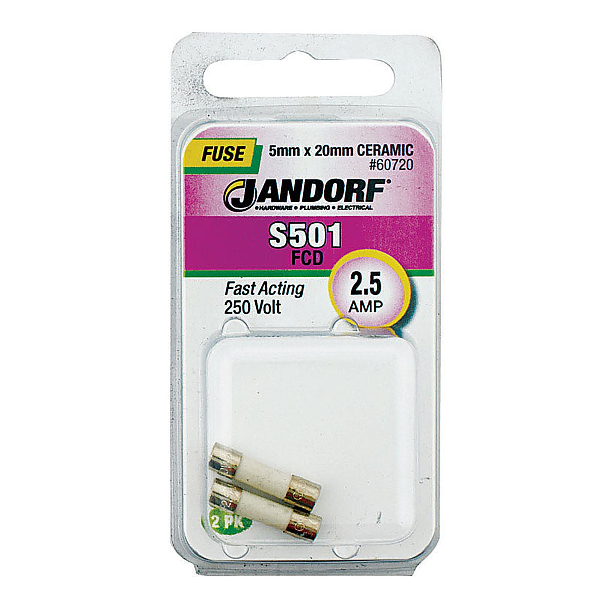 Jandorf - 60720 - S501 2.5 Amps Fast Acting Fuse 2 Pack
