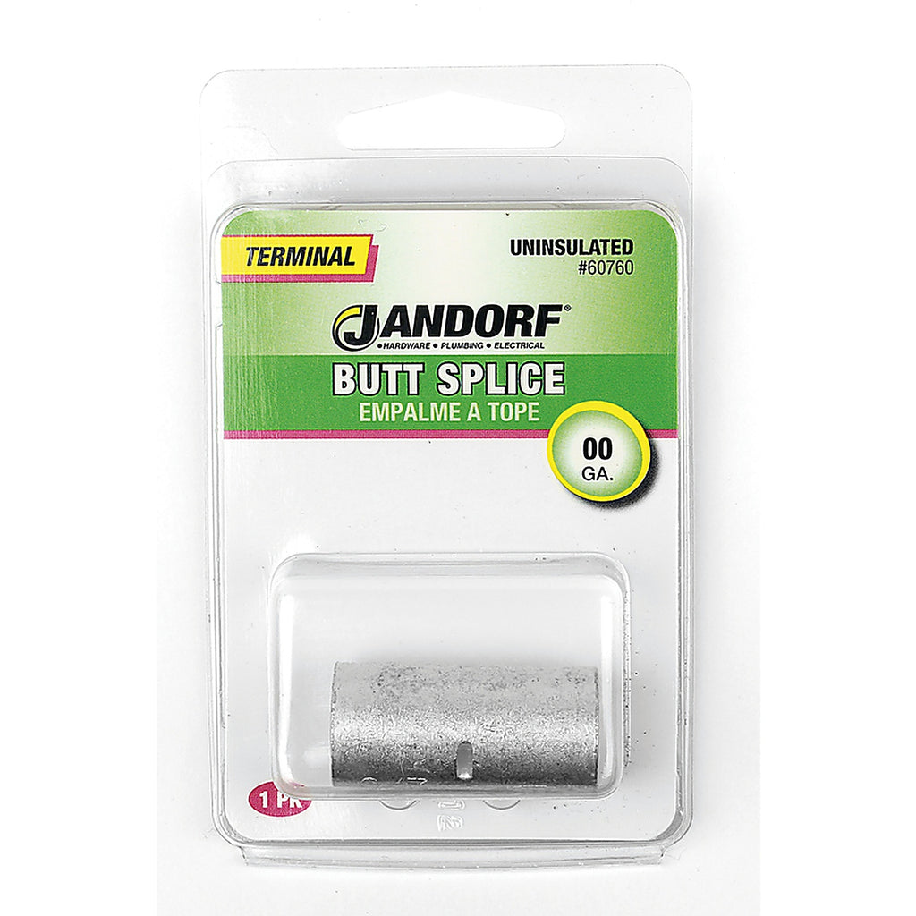 Jandorf 60760 2/0 Ga. Uninsulated Wire Terminal Butt Splice Silver 1/Pack