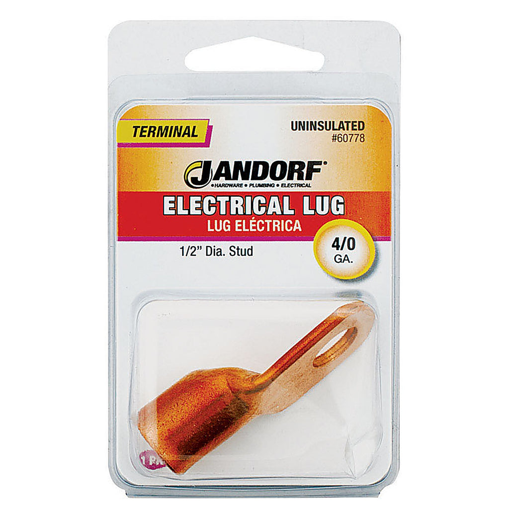 Jandorf 60778 4/0 Ga. Uninsulated Wire Electrical Lug Copper 1/Pack