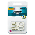 Jandorf 60782 4 Ga. Uninsulated Wire Terminal Ring Silver 2/Pack