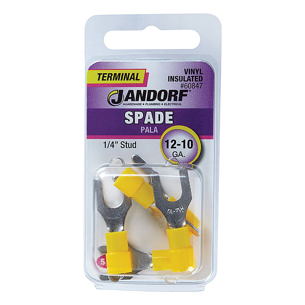 Jandorf 60847 12-10 Ga. Insulated Wire Terminal Spade Yellow 5/Pack