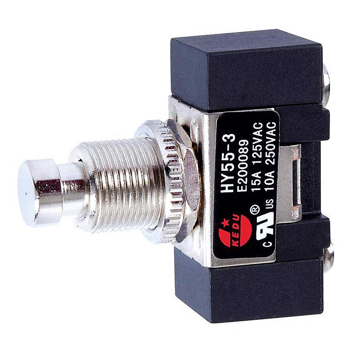 Jandorf 61122 15 amps Single Pole Push Button Power Tool Switch Black/Silver 1/Pack