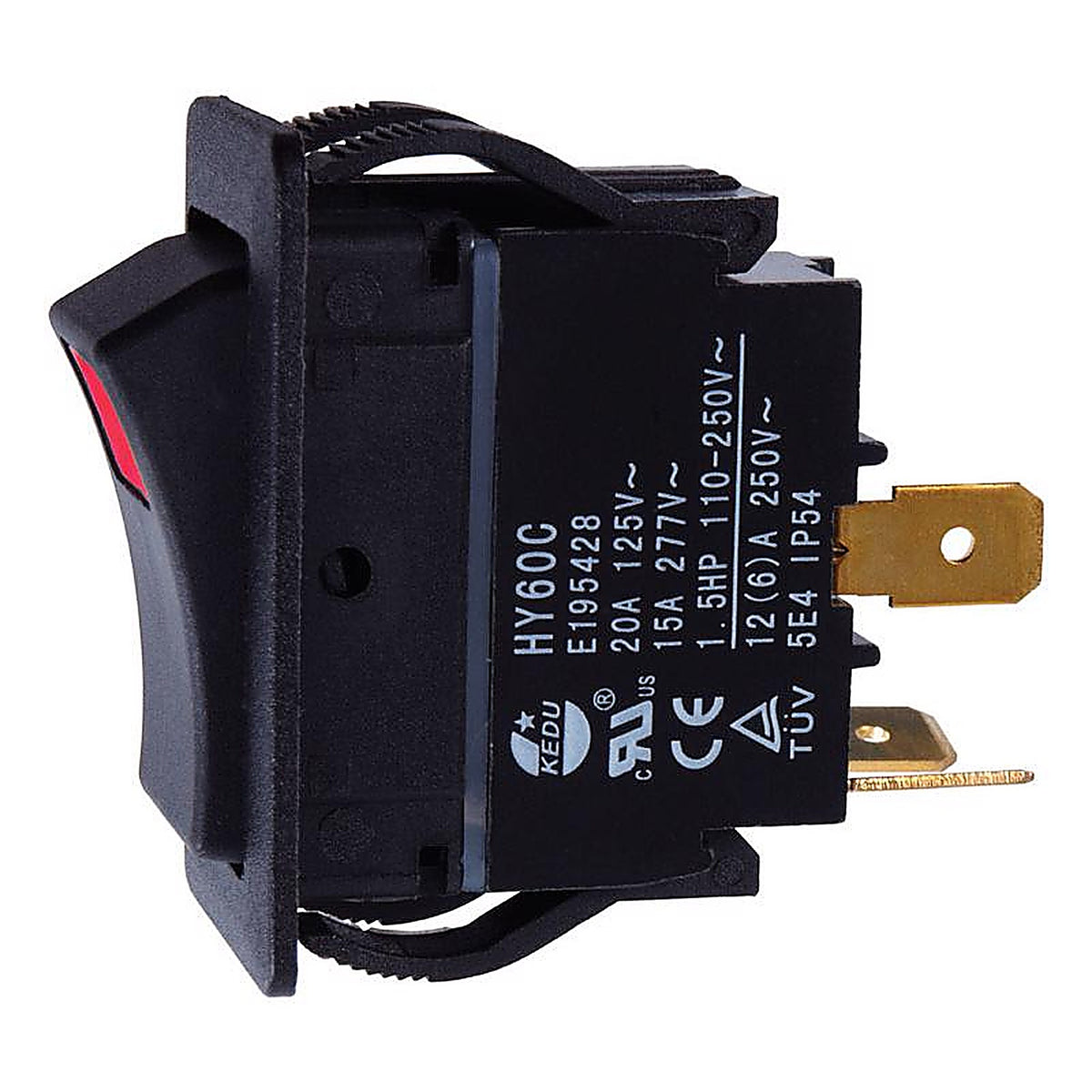 Jandorf 61126 20 amps Single Pole Rocker Power Tool Switch Black 1/Pack