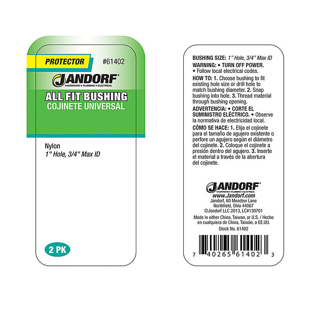 Jandorf 61402 1 in. Nylon Bushing 2/Pack