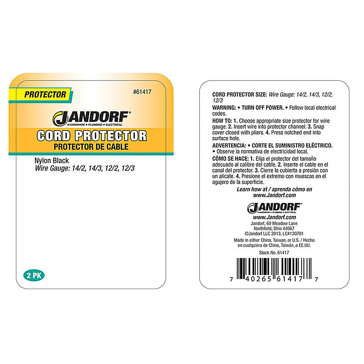 Jandorf 61417 0.81 in. L Cord Protector 2/Pack
