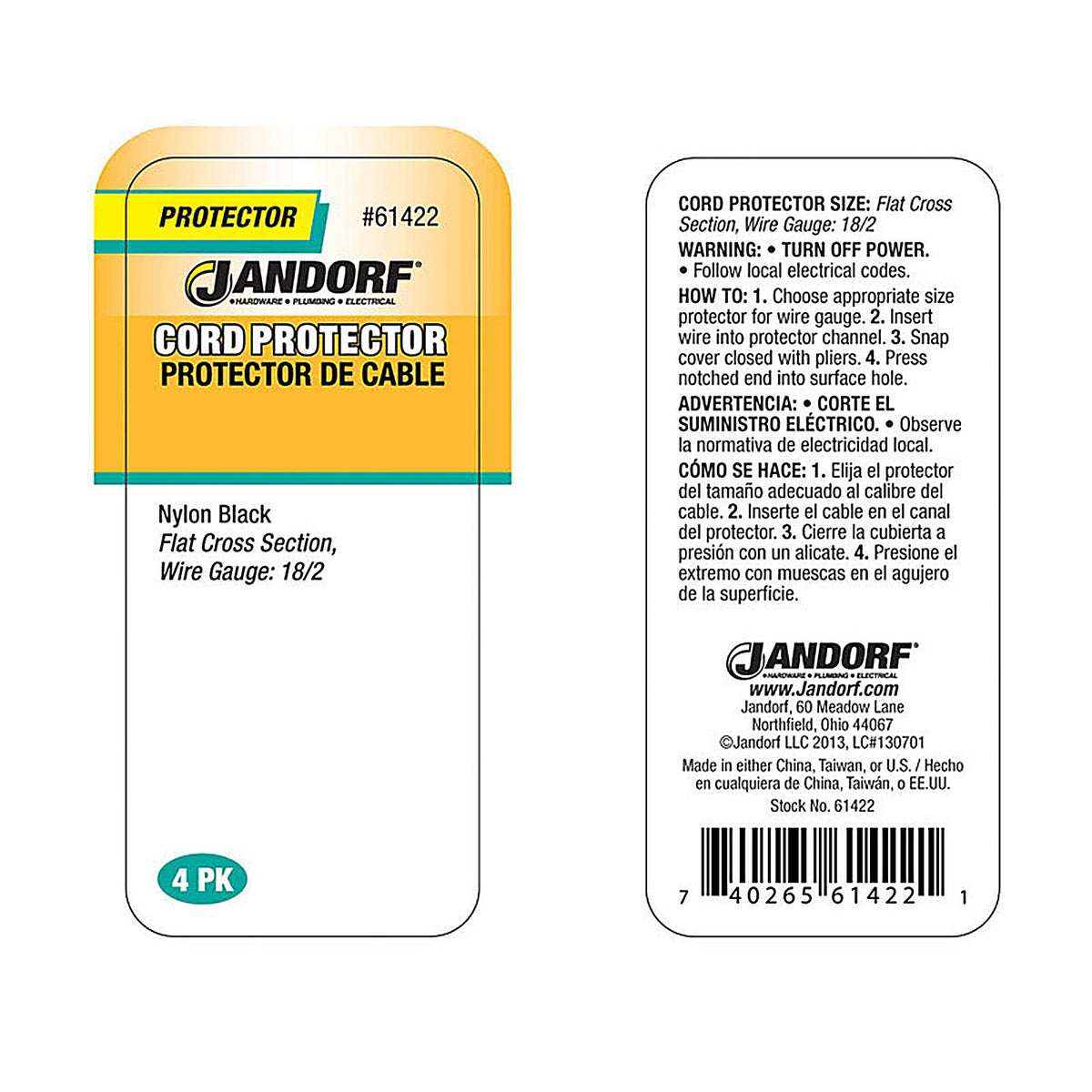 Jandorf 61422 0.41 in. L Cord Protector 4/Pack