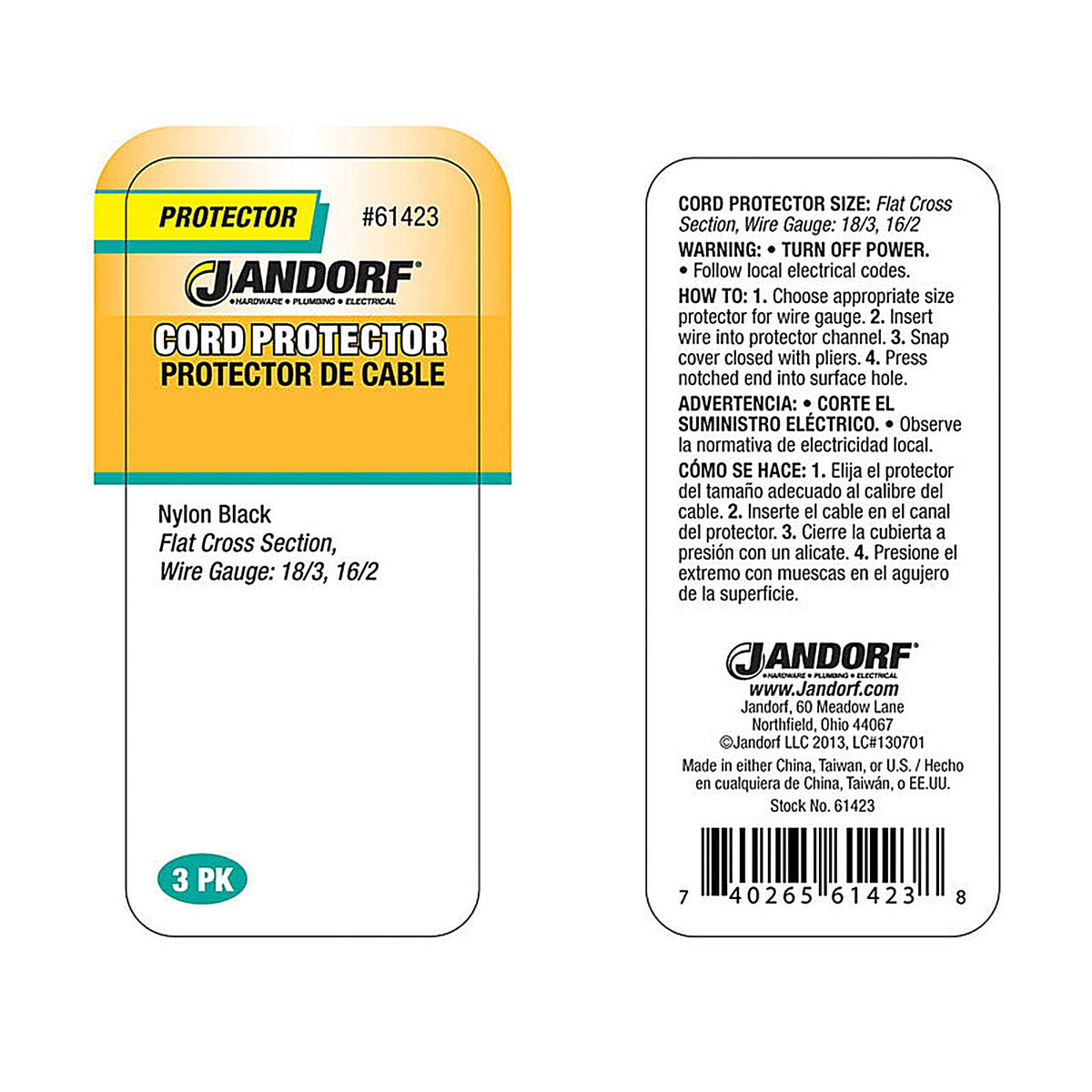 Jandorf 61423 0.5 in. L Cord Protector 3/Pack