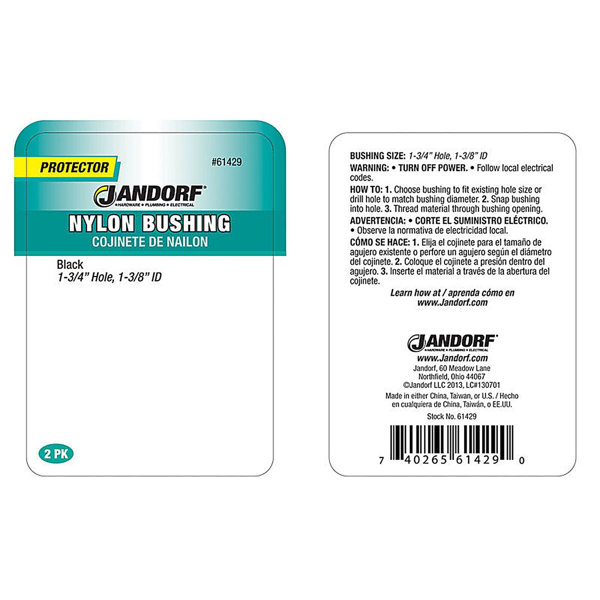 Jandorf 61429 1-3/4 in. Nylon Bushing 1/Pack