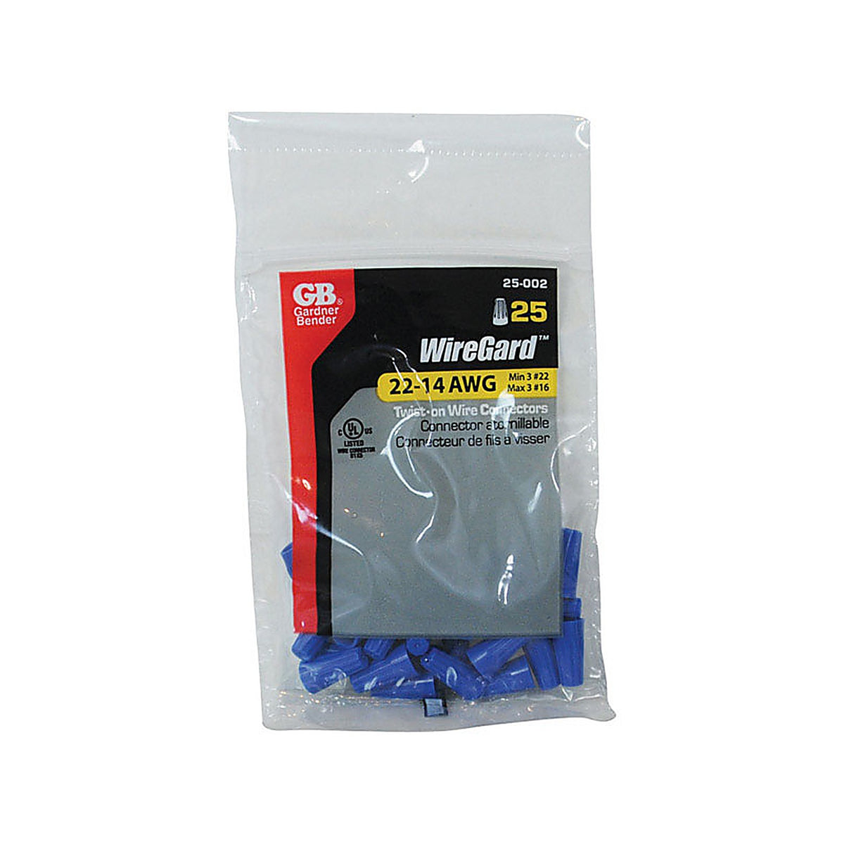 Gardner Bender 25-002 WireGard 22-16 Ga. Copper Wire Wire Connector Blue 25/Pack