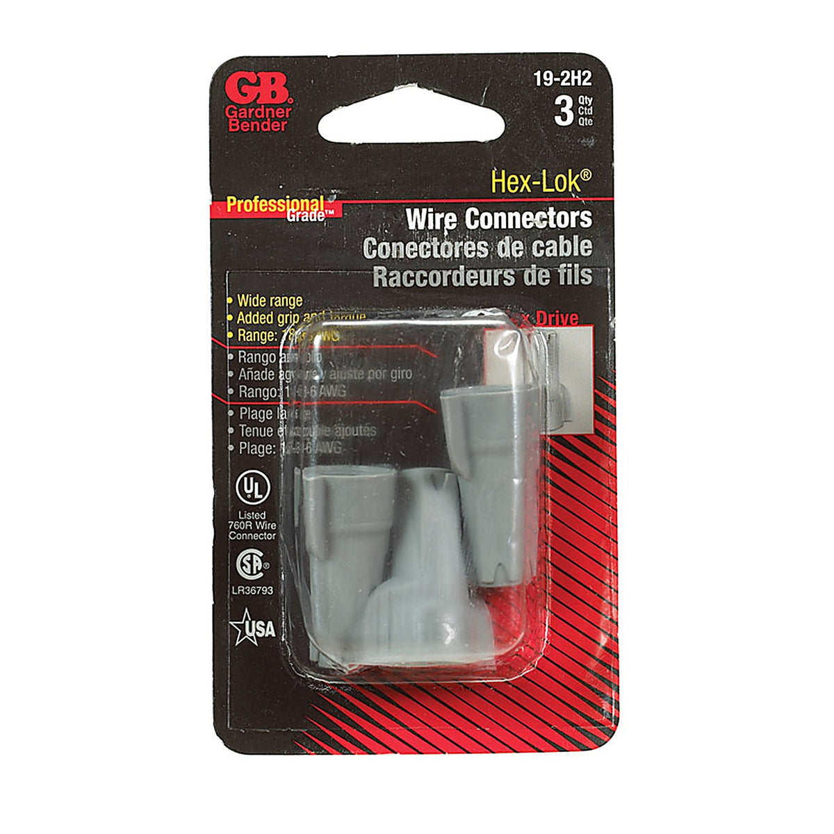 Gardner Bender - 19-2H2 - HEX-Lok 14-6 Ga. Copper Wire Wire Connector Gray 3 Pack