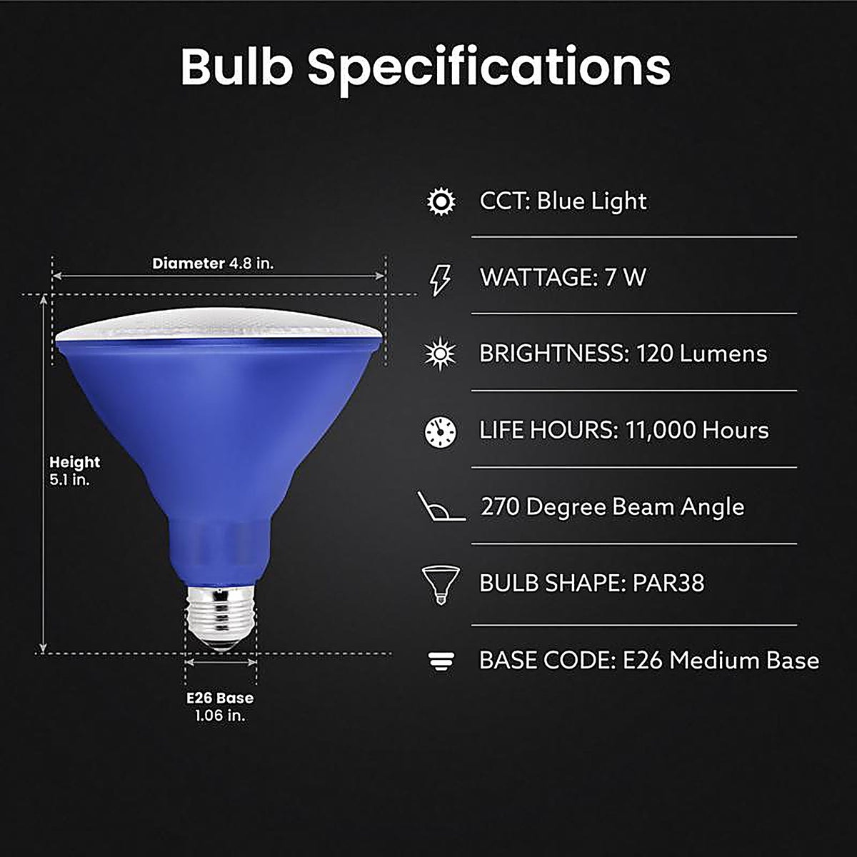 Feit Electric PAR38B10KLEDBX PAR38 E26 (Medium) LED Bulb Blue 40 W 1 pk