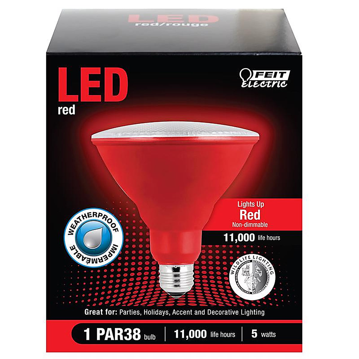 Feit Electric PAR38R10KLED/BX PAR38 E26 (Medium) LED Bulb Red 120 W 1 pk