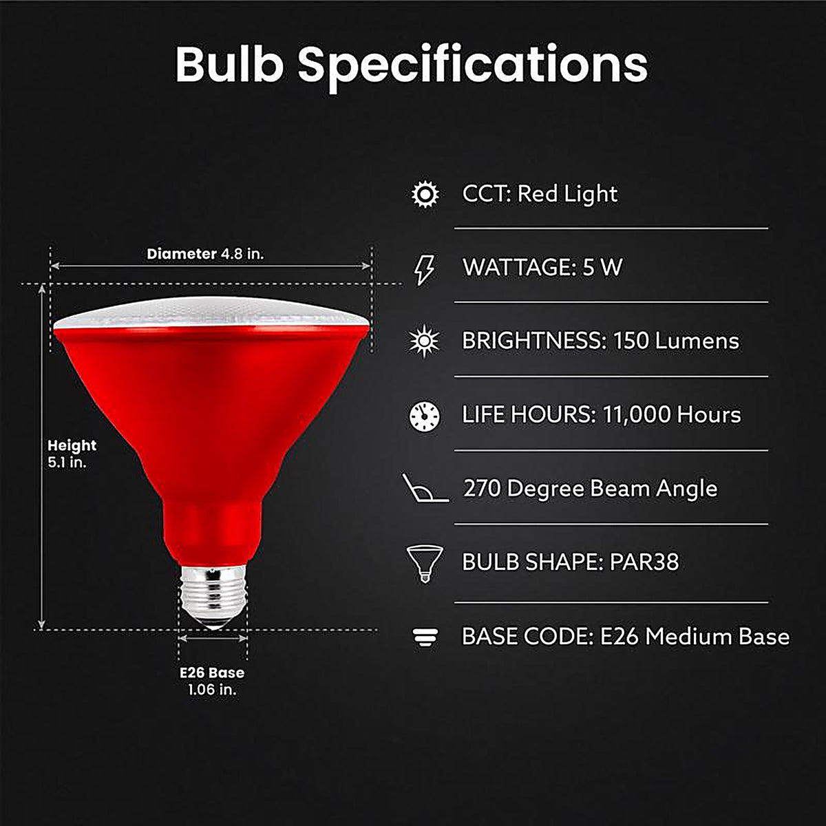 Feit Electric PAR38R10KLED/BX PAR38 E26 (Medium) LED Bulb Red 120 W 1 pk