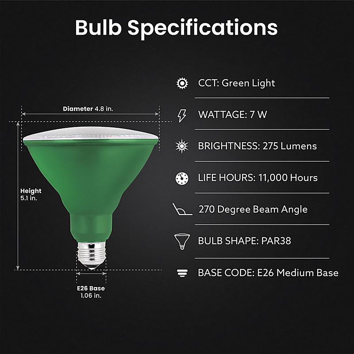 Feit Electric PAR38G10KLED/BX PAR38 E26 (Medium) LED Bulb Green 120 W 1 pk