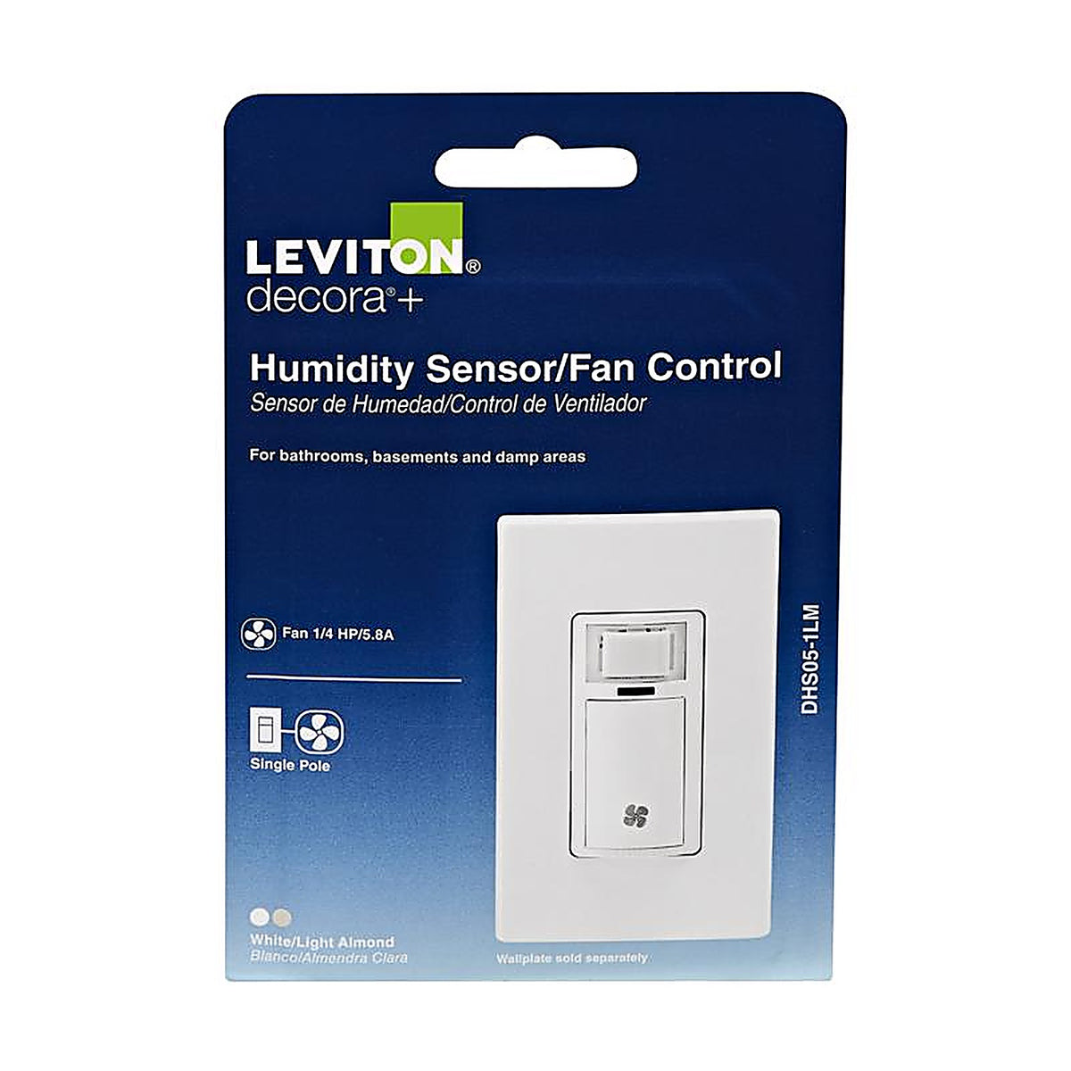Leviton R02-IPHS5-0LW Decora Single Pole Motion Sensor Humidity Sensor/Fan Control White 1/Pack